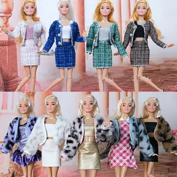 1 комплект Модного платья, повседневная одежда, рубашка, юбка для вечеринки, современная одежда для куклы Барби, аксессуары для кукольного домика, игрушки своими руками