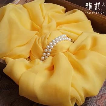 100% шелковый длинный шарф Женская мода Желтый леди сплошной цвет Ханчжоу шелк Цяо Ци шаль весна осень зима лето шелковый шарф