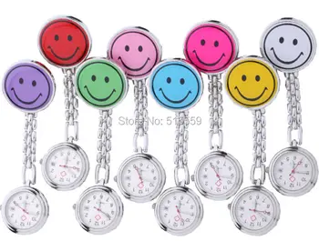 100 шт./лот, высококачественные часы для медсестры с улыбающимся лицом, подвесные карманные наручные часы, разноцветные, прямая продажа с фабрики.