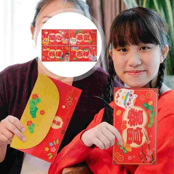 12 Шт. Японский подарок Весенний фестиваль Красный пакет Бумажные конверты Карман для денег Индивидуальный мультфильм