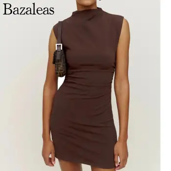 2023 Bazaleas Store Traf женские платья Мини-платье на бретелях Мини Эластичное Летнее Элегантное Вечернее Платье Элегантное Трикотажное Официальное