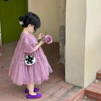 2023 Бальное платье-пачка для маленьких девочек, элегантные детские сетчатые платья для дня рождения, детская праздничная одежда