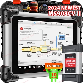 2024 Autel MaxiSys MS908CV II Диагностический Инструмент Для тяжелых грузовиков, Кодирование ECU J2534, Диагностика всей системы, Активный Тест как MS909CV