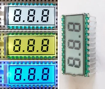 24PIN TN Положительный 3-значный сегментный ЖК-экран с ЖК-панелью Белого/желтого зеленого /синего цвета с подсветкой 3 В сверхширокой температуры