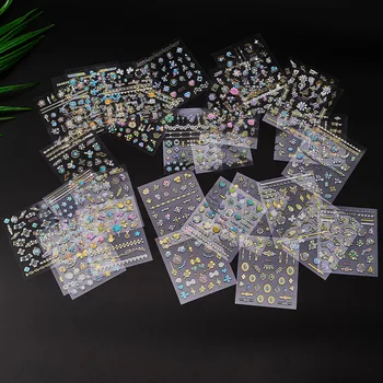 30шт 3D наклейка для ногтей с бриллиантами и жемчугом, Бабочка / Геометрический / Цветочный Самоклеящийся слайдер для переноса, обертывание, Модные украшения для маникюра ##