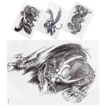4 Листа наклеек с татуировками, временная татуировка, поддельная татуировка, Уникальные наклейки с татуировками дракона