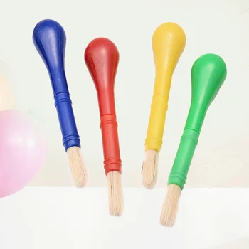 4шт детских кистей с пластиковой ручкой нейлоновая кисть для рисования поделок и DIY (красный, желтый, синий, зеленый)