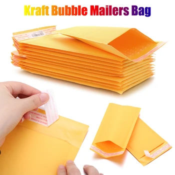 5ШТ Крафт-бумажный пузырчатый пакет для доставки, Крафт-пузырчатые почтовые ящики, мягкие конверты, сумка для доставки, курьерские сумки для хранения