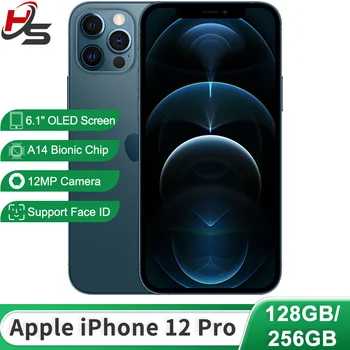 Apple iPhone 12 Pro 128 ГБ / 256 ГБ ROM Разблокирован 6,1-дюймовым OLED-экраном 2532 x 1170 с чипом Face ID A14 Bionic 12MP + 12-мегапиксельная Камера NFC