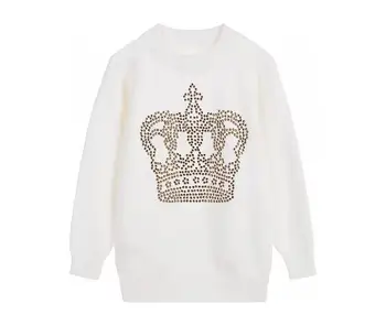 DP9650 2023, Новый свитер для девочек, Ангел, Белая сверкающая корона, бриллиант, Теплый вязаный свитер, пуловер