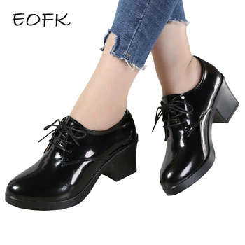 EOFK/ демисезонные женские туфли-дерби из натуральной кожи с перфорацией типа 