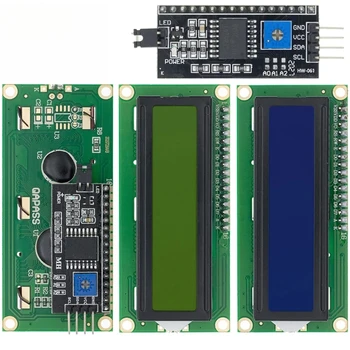 LQY 10ШТ LCD1602 1602 ЖК-модуль Синий/Желто-Зеленый Экран 16x2 Символьный ЖК-дисплей PCF8574T PCF8574 IIC I2C Интерфейс 5V