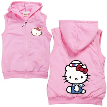 Sanrio hello kitty / Осенне-зимнее детское теплое жилетное пальто kuromi Для мальчиков и девочек, куртка без косточек, кардиган на молнии, куртка