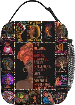 Афроамериканская Женская сумка для ланча, Изолированный Ланч-бокс Black Queen для женщин и мужчин, Многоразовая сумка для работы, Офиса, Кемпинга