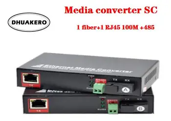 бесплатная доставка AB304 Оптоволоконный медиаконвертер Трансивер SM 1 волокно + 1 RJ45 100 М + 485 переключатель