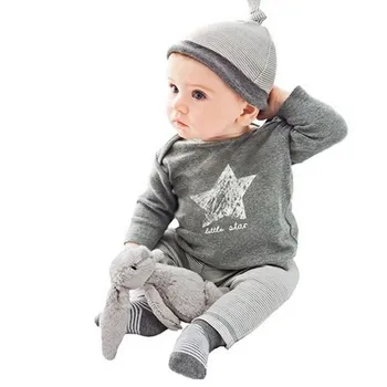 Весенне-осенняя повседневная одежда для маленьких мальчиков и девочек, 3 шт. (шляпа + футболка, брюки) Одежда для маленьких мальчиков The stars leisure