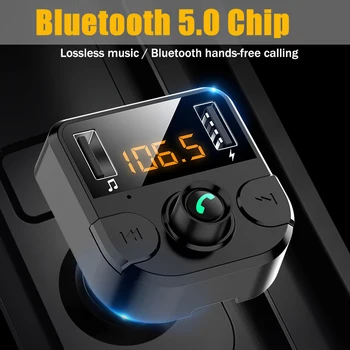 Встроенный автомобильный Mp3-плеер Bluetooth 5.0 FM-передатчик с U-Диском TF Для Воспроизведения Музыки в автомобиле, Быстрое Зарядное Устройство Dual USB 3.4A