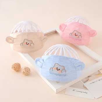 Детская галогенная дверная шапочка из чистого хлопка с дышащим полым верхом для новорожденных, летняя тонкая шапочка для защиты головы ребенка 0-1 лет