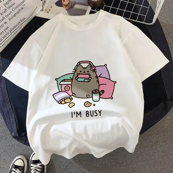 Детская футболка Kawaii Fat cat, новая летняя милая модная детская футболка, футболка в тонком сечении для девочек-хипстеров, топы, одежда