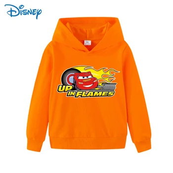 Детский свитер Disney, свитер с капюшоном Mcqueen Car, осенне-зимняя детская одежда, топ с капюшоном, хлопковая толстовка для мальчиков