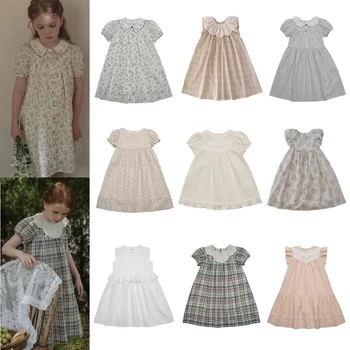 Детское платье 2023, Винтажное платье для маленьких девочек в стиле ЛУ Палас, Летнее платье с цветочным принтом, пасторальные платья для девочек, одежда