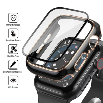 для Apple watch case 40 мм 44 мм se series 6 5 4 для iwatch 3 38 мм 42 мм Встроенная защитная пленка для экрана из закаленного стекла, чехол-бампер