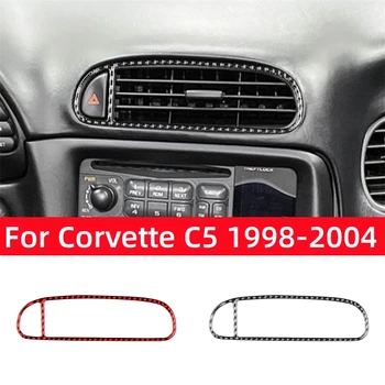 Для Chevrolet Corvette C5 1998-2004 Аксессуары Интерьер автомобиля из углеродного волокна Центральная сигнальная лампа Вентиляционная накладка Рамка Наклейки на крышку