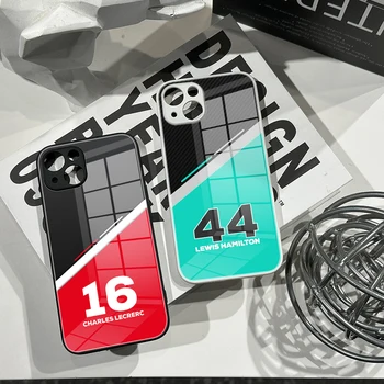 Для iPhone 13 Pro Luxury F1 Formula 1 Number Закаленное Стекло для iPhone 14 11 12 XR XS PorMAX 7/8 X Plus 14 PRO Цветные Чехлы