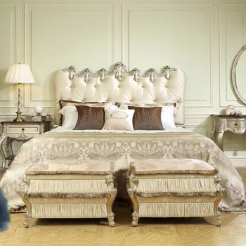 Европейская роскошная кровать из массива дерева двуспальная кровать принцессы резная свадебная кровать 1,8 метра вилла мебель для спальни на заказ