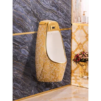 Европейский стиль tycoon gold полностью интеллектуальный встроенный индукционный писсуар, золотой керамический писсуар для мужской ванной комнаты, писсуар