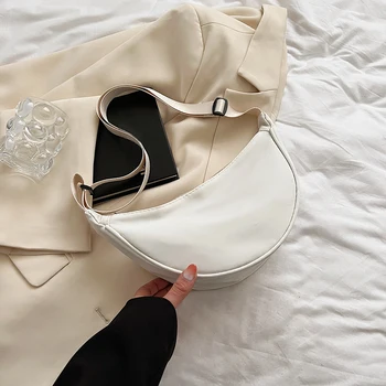 Женская нейлоновая однотонная сумка через плечо на молнии в виде полумесяца, сумки-мессенджеры, Роскошная дизайнерская сумка, Простая женская сумка-тоут, новинка 2023 года