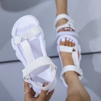 Женские сандалии, модные повседневные туфли на плоской подошве с круглым носком, Красочные удобные римские сандалии на платформе, Sandalia Ortopedica Feminina