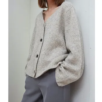Женский модный Свободный Осенне-зимний новый высококачественный свитер-кардиган с длинными рукавами
