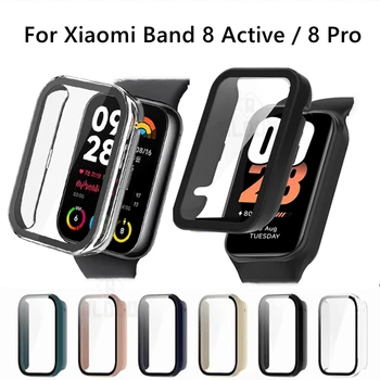 Жесткий Чехол для ПК Стекло для Xiaomi Band 8 Active /8Pro Защитная Пленка Для Экрана Аксессуары для Miband 8active Full Cover Cases Shell
