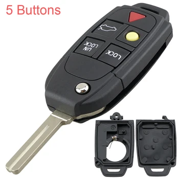 Замена чехла для дистанционного ключа с 5 кнопками, Подходящего для VOLVO S80 1999-2006/S60 2000-2009/V70 2000-2007 XC90 2002-2013