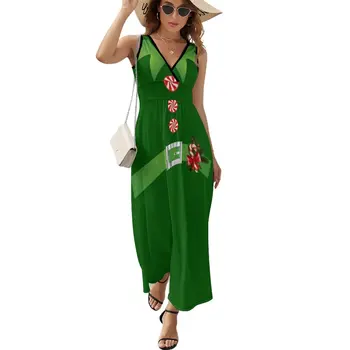 зеленый эльф, с Рождеством, Эльф-помощник Санты, костюм эльфа, платье без рукавов, женская одежда, роскошное женское вечернее платье, роскошные платья.