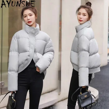 Зимняя куртка, пуховые хлопчатобумажные пальто для женщин 2023, Утолщенное пуховое хлопчатобумажное пальто свободного кроя, женские куртки для хлеба, парки с воротником-стойкой