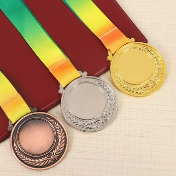 Золотая, серебряная, бронзовая медаль размером 2 дюйма с лентой на шее, медаль победителя для детского школьного спортивного мероприятия