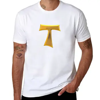 Золотая трехмерная футболка Franciscan Tau Cross, однотонная футболка, футболка blondie, дизайнерская футболка для мужчин