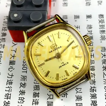 Золотой циферблат, Китай, Тяньцзинь, 19 драгоценных камней, Ручные механические часы Seagull, женские часы