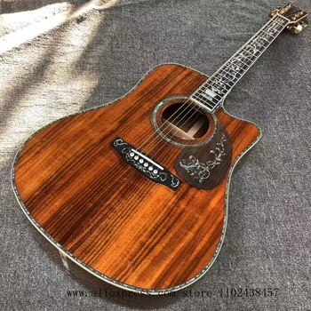 Изготовленная на заказ гитара, переплет из натуральной раковины морского ушка, гриф из черного дерева, высококачественная 41-дюймовая акустическая гитара all KOA