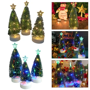 искусственная Рождественская елка 3шт со светодиодной подсветкой Мини-рождественская елка на батарейках Креативное украшение Рождественского стола в центре