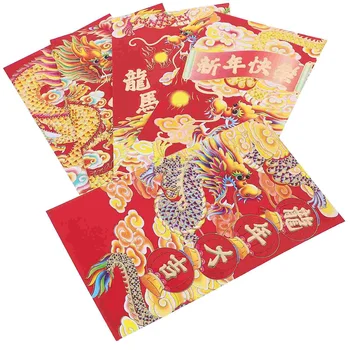 Китайские Красные Конверты 30шт 2024 Год Красный пакет Дракона Весенний фестиваль Счастливые Денежные пакеты Подарочный денежный мешочек Hong Bao