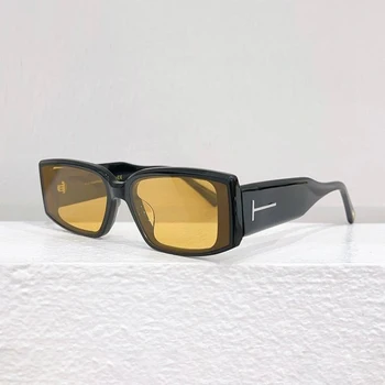 Классические крутые черные солнцезащитные очки TF для мужчин, квадратные солнцезащитные очки в стиле INS, солнцезащитные очки из ацетата на хай-стрит для мужчин