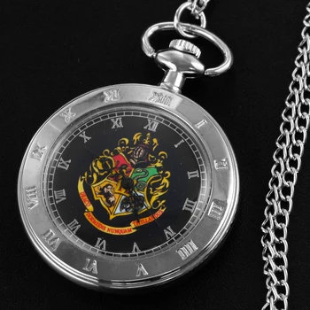 Классический значок Школы магии, кварцевые карманные часы, Серебряные римские цифры, цепочка-брелок, мужские часы, женские детские подарки