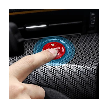 Кнопка запуска и остановки двигателя автомобиля, Наклейка из настоящего углеродного волокна, Кнопочная крышка для Ford Mustang Mach-E 2021 2022 (черный)