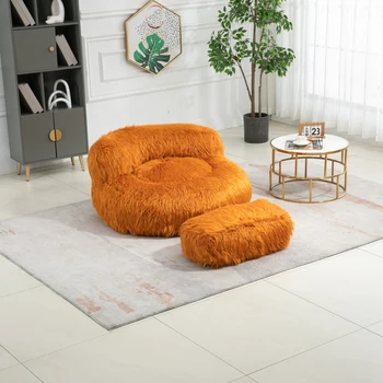 Кресло-мешок из искусственного меха, ленивый диван / скамеечка для ног, прочный комфортный шезлонг, кресло-мешок с высокой спинкой, диван для взрослых и детей, в помещении
