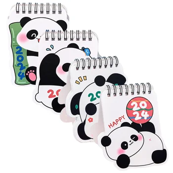 Маленький настольный календарь Мини-календари Карманный календарь Милая панда Спиральный Офисный стол Подарок для вечеринки