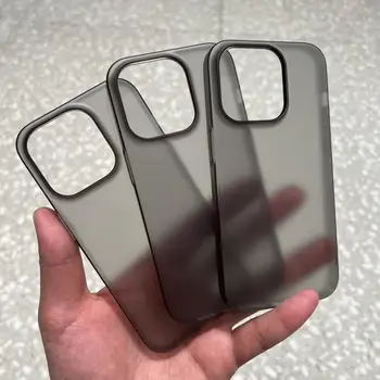 Матовый жесткий ПК Ультратонкий полупрозрачный прозрачный чехол для телефона для iPhone 14 15 Plus 11 12 13 Pro Max Противоударный тонкий чехол из шелковистой кожи