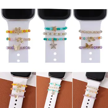 Металлические подвески, декоративное кольцо для ремешка Apple Watch, бриллиантовое украшение, смарт-часы, силиконовый ремешок, Аксессуары для браслета iwatch